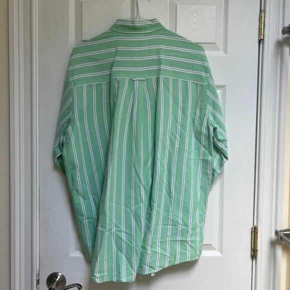 NWOT Chaps 100% Cotton Mint Green & White Striped Button Down - Picture 2 of 9